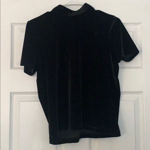 Madewell Black Velvet Turtleneck Crop Top